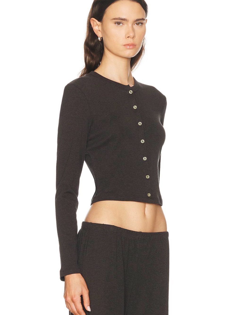 LESET Nando Cardigan in Chocolate Brown - Picture 3 of 5